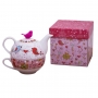 Tetera con taza de porcelana Birds in Love