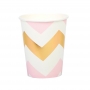 Vasos Chevron Blancos, Rosas y Dorados