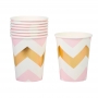Vasos Chevron Blancos, Rosas y Dorados