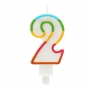 Vela Multicolor Purpurina Número 2