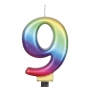 Vela Numero 9 Rainbow 7 cm