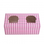 Caja cupcakes 2 uds. Gingham color rosa