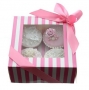 Caja para 4 cupcakes Luxury rosa y blanco