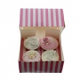 Caja para 4 cupcakes Luxury rosa y blanco
