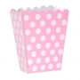 Set de 12 Cajas para Palomitas Rosas con Lunares Blancos Set de 12 Cajas para Palomitas Rosas con Lunares Blancos