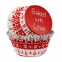 Cápsulas para cupcakes navideñas rojas y blancas Cápsulas para cupcakes navideñas rojas y blancas
