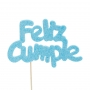 Decoración para tarta Feliz Cumple azul claro