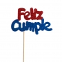 Decoración para tarta Feliz Cumple Rojo y Azul