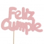Decoración para tarta Feliz Cumple Rosa bebé Decoración para tarta Feliz Cumple Rosa bebé