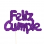 Decoración para tarta Feliz Cumple Violeta Decoración para tarta Feliz Cumple Violeta