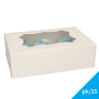 Caja para 6 Cupcakes Blanca con Ventana 25 ud - Funcakes