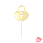 Topper para cupcake dorado - candado corazon Topper para cupcake dorado - candado corazon