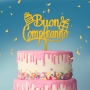 Topper para Tarta Dorado Buon Compleanno Topper para Tarta Dorado Buon Compleanno