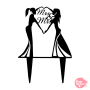 Topper para tarta negro - novias corazon Topper para tarta negro - novias corazon
