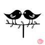 Topper para tarta negro - pareja pajaros Topper para tarta negro - pareja pajaros
