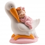 Figura Bautizo Cigüeña Dormida Rosa 10 cm