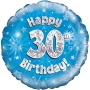 Globo de foil Holográfico 30 Cumpleaños azul Globo de foil Holográfico 30 Cumpleaños azul