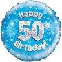 Globo de foil Holográfico 50 Cumpleaños azul Globo de foil Holográfico 50 Cumpleaños azul