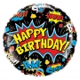 Globo Foil Happy Birthday Superhero 46 cm