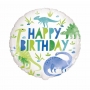 Globo Foil Redondo Dinosaurio Azul y Verde 45 cm Globo Foil Redondo Dinosaurio Azul y Verde 45 cm