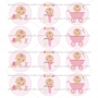 Juego de 12 Impresiones en Papel de Azúcar Baby Girl Modelo B 6 cm