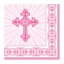 Juego de 16 Servilletas Comunión Cruz Rosa Juego de 16 Servilletas Comunión Cruz Rosa