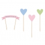 Juego de 4 Toppers para Tarta Corazones Juego de 4 Toppers para Tarta Corazones