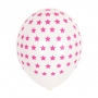 Juego de 5 globos blancos con estrellas fucsias Juego de 5 globos blancos con estrellas fucsias