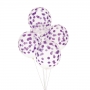 Juego de 5 globos transparentes con lunares lilas Juego de 5 globos transparentes con lunares lilas