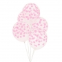 Juego de 5 Globos Transparentes con Lunares Rosas Juego de 5 Globos Transparentes con Lunares Rosas