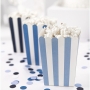 Juego de 6 Cajas para Palomitas a Rayas Azules  Juego de 6 Cajas para Palomitas a Rayas Azules