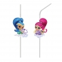 Juego de 6 pajitas de plástico con figuras de Shimmer & Shine en cartón Juego de 6 pajitas de plástico con figuras de Shimmer & Shine en cartón