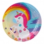 Juego de 6 Platos Unicornio Arcoíris 23 cm