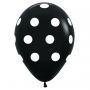 Juego de 8 Globos Negros con lunares blancos Juego de 8 Globos Negros con lunares blancos