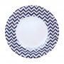 Juego de 8 platos de cartón en zig zag en tonos azul marino y blanco de 23 cm