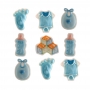 Juego de 9 Decoraciones de Azúcar Bebé Azul Juego de 9 Decoraciones de Azúcar Bebé Azul