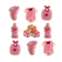 Juego de 9 Decoraciones de Azúcar Bebé Rosa Juego de 9 Decoraciones de Azúcar Bebé Rosa
