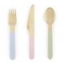 Pack de 18 Cubiertos de Madera Tonos Pastel Pack de 18 Cubiertos de Madera Tonos Pastel