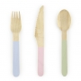 Pack de 18 Cubiertos de Madera Tonos Pastel