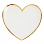 Platos de Papel Corazón Blanco y Dorado 10 ud Platos de Papel Corazón Blanco y Dorado 10 ud