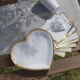 Platos de Papel Corazón Blanco y Dorado 10 ud Platos de Papel Corazón Blanco y Dorado 10 ud