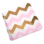 Servilletas Chevron Blancas, Rosas y Doradas Servilletas Chevron Blancas, Rosas y Doradas