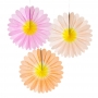 Set de 3 abanicos decorativos con forma de margarita en 3 colores Set de 3 abanicos decorativos con forma de margarita en 3 colores