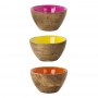 Set de 3 mini bowls de madera en 3 colores diferentes