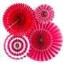 Set de 4 abanicos decorativos rojos con detalles blancos Set de 4 abanicos decorativos rojos con detalles blancos