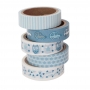 Set de 5 masking tape de bebé azules con 5 diseños diferentes de 5 metros Set de 5 masking tape de bebé azules con 5 diseños diferentes de 5 metros