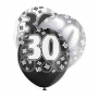 Set de 6 globos de 3 colores para 30 cumpleaños Black Glitz Set de 6 globos de 3 colores para 30 cumpleaños Black Glitz