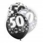 Set de 6 globos de 3 colores para 50 cumpleaños Black Glitz Set de 6 globos de 3 colores para 50 cumpleaños Black Glitz