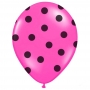 Set de 6 globos fucsias con lunares negros