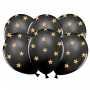 Set de 6 Globos negros con Estrellas doradas Set de 6 Globos negros con Estrellas doradas